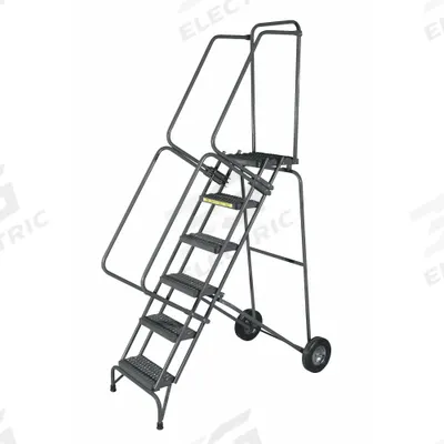 BALLYMORE Wheelbarrow Ladder: 8.3 ft Platform Ht, Unassembled, No Locking Mechanism - Steel Tilt-&-Roll Ladders
