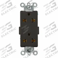 LEVITON Decora Plus Duplex Receptacle Outlet: Duplex, 5-15, Black, 125/250V AC, 15 A_16 A (MPN 5835-E)