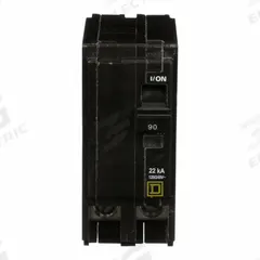 SQUARE D Miniature Circuit Breaker: 90 A, 120/240V AC, Single Phase, 22kA at 120/240V AC, 2 Poles (MPN QO290VH). Key specifications — Phase: Single; Amps: 90 A; AC Voltage Rating: 120/240V AC; Max. AIR Rating: 22kA at 120/240V AC; For Use With: QO Load Centers and NQ Panelboards; Brand: SQUARE D.