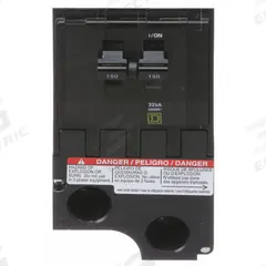 SQUARE D Miniature Circuit Breaker: 150 A, 120/240V AC, Single Phase, 22kA at 120/240V AC, 2 Poles (MPN QO2150VH). Key specifications — Phase: Single; Amps: 150 A; AC Voltage Rating: 120/240V AC; Max. AIR Rating: 22kA at 120/240V AC; For Use With: QO Load Centers and NQ Panelboards; Brand: SQUARE D.
