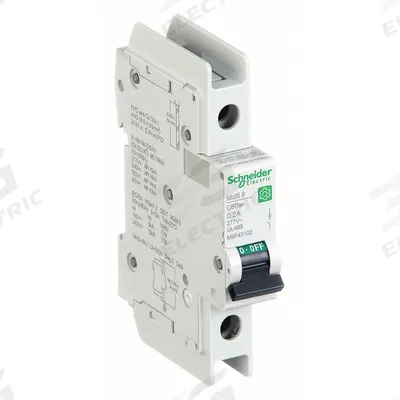 SCHNEIDER Miniature Circuit Breaker: 2 A Amps, 60V DC, 14kA at 120/240V AC - D-Curve, 1-Pole UL489 DIN Rail-Mount Miniature Circuit Breakers