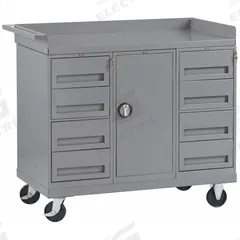 TENNSCO Mobile Cabinet Workbench: 48 in x 25 in, Steel, 1,000 lb Overall Load Capacity, Gray, Steel (MPN MB-7-2545). Key specifications — Assembly: Partially Assembled; Brand: TENNSCO.
