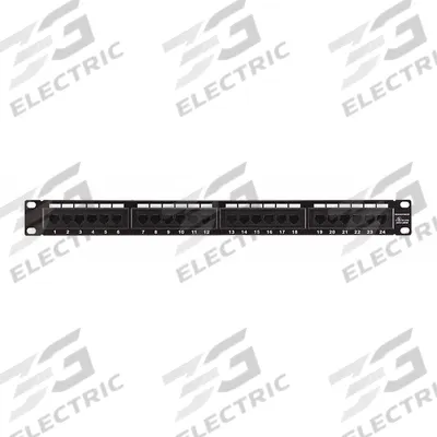 MONOPRICE Patch Panel: Flat, 2 Rack Units, 24 Ports, 6, 110 IDC, Steel, 1 3/8 in Overall Ht - Rack-Mount Punchdown RJ45 Patch Panels