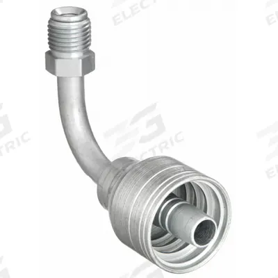 AEROQUIP Hydraulic Crimp Fitting: Steel x Steel, 90° Elbow, -6 For Hose Dash Size - Aeroquip Crimp Hydraulic Hose Fittings with Inverted Flare Connection