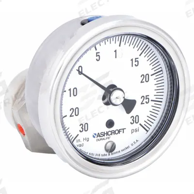 ASHCROFT Pressure Gauge with Diaphragm Seal: 0 psi to 30 psi, 1009/310-315, 2 1/2 in Dial - Dial Pressure Gauges with 316 SS Female-Threaded Mini-Seal