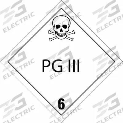 BRADY Container Placard: PG III 6, 10 3/4 in x 10 3/4 in, 10 3/4 in Label Ht - Class 6: Toxic, Poison Inhalation & Infectious Substances