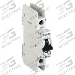 EATON IEC Miniature Circuit Breaker: 5 A Amps, 48V DC, 10kA at 277/480V AC, Screw Clamp, FAZ-NA (MPN FAZ-C5/1-NA-SP). Key specifications — Brand: EATON; DC Voltage Rating: 48V DC; Max. AIR Rating: 10kA at 277/480V AC; Terminal Connection: Screw Clamp; AC Voltage Rating: 277/480V AC.