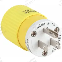 BRYANT Straight Blade Plug: 5-15P, 125V AC, 15 A, 2 Pole, 3 Blade, Yellow (MPN BRY5266NPCR)