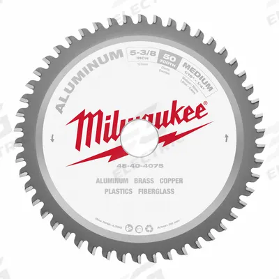 MILWAUKEE Circular Saw Blade: 5 3/8 in Blade Dia., 36 Teeth, 0.06 in Cut Wd - Aluminum & Soft Metal-Cutting Blades