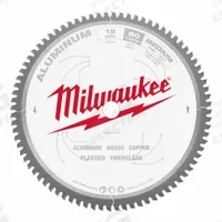 MILWAUKEE Circular Saw Blade: 12 in Blade Dia., 80 Teeth, 0.12 in Cut Wd, 1 in Arbor Size, Carbide (MPN 48-40-4365). Key specifications — attr1116119: MILWAUKEE; attr1145631: Aluminum.