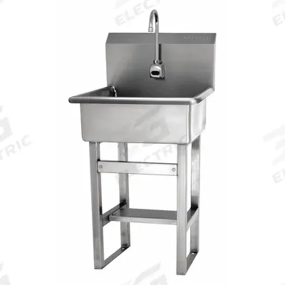 SANI-LAV Hand Sink: 46 1/2 in Overall Ht, 20 in Bowl Lg, 9 in Bowl Dp, 0.5 gpm Flow Rate - One-Station Freestanding Hand Sinks with Faucets