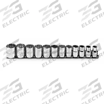 PROTO Socket Set: 3/8 in Drive, 12 Piece, 12-Point, Metric - SAE & Metric Socket Sets