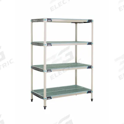 METRO Plastic Industrial Shelving: 24 in x 42 in, 62 in Overall Ht, 4 Shelves - Harsh-Environment Antimicrobial Stationary Plastic Shelving
