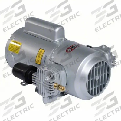 GAST Piston Air Compressor: 0.42 hp, 1 Phase, 24V DC, 100 psi Max Continuous Pressure - Reciprocating Piston Compressor/Vacuum Pumps