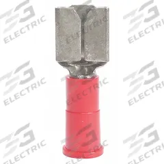 3M Wire Disconnect: Female Socket, Red, Vinyl, Partial Coverage, 22 AWG – 18 AWG Wire Size (MPN FDV18-250Q). Key specifications — attr1307035: 3M; attr1307036: FDV18-250Q.