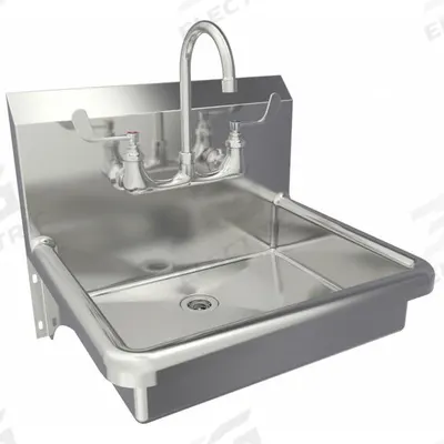 SANI-LAV Hand Sink: 1 Stations, 5 in Bowl Dp, 19 in Bowl Lg, 15 1/2 in Bowl Wd - One-Station Wall-Mounted Hand Sinks with Faucets