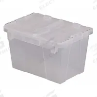 ORBIS Attached Lid Tote: 4.5 gal, 15 1/4 in x 10 7/8 in x 9 7/8 in, Clear Body, Clear Lid, Plastic (MPN FP06 Clear). Key specifications — Material: Plastic; Brand: ORBIS.