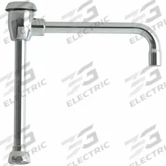 CHICAGO FAUCETS Spout: Spout, Single-Bend, Swivel Spout, Brass, Polished Chrome, Laminar, UNEF (MPN GN8BVBJKABCP). Key specifications — Includes: Mounting Hardware; Product Type: Spout; Spout Style: Swivel; Body Material: Brass; Color/Finish: Polished Chrome; Brand: CHICAGO FAUCETS.
