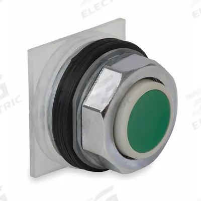 SCHNEIDER Extended Push Button: Green, 30 mm Mounting Size, Metallic - Extended-Length Push-Button Operators