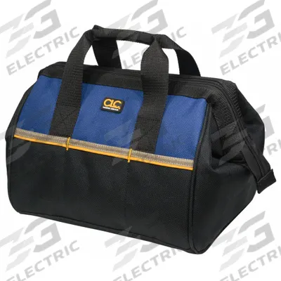 CLC Tool Tote: 12 in W x 8 1/2 in D x 8 in H, Black, Polyester, 14 Pockets - Polyester Wide-Mouth Tool Bags