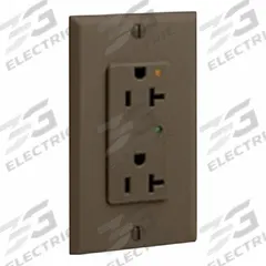 LEVITON Duplex Receptacle Outlet: Duplex, 5-20, Brown, 125V AC, 20 A, 2 Pole / 3 Wire (MPN 5380-IG)