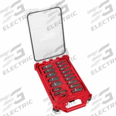 MILWAUKEE Socket Set: 3/8 in Drive, 17 Piece, 6-Point, SAE - SAE & Metric Socket Sets with Drive Tools