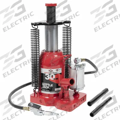 AMERICAN FORGE & FOUNDRY Bottle Jack: Steel, Air, 30 ton Load Capacity - High-Clearance Bottle Jacks
