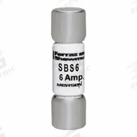 MERSEN Fuse: SBS Series, Midget, Fast-Acting, 6 A, 600 V AC, 13/32 in x 1 3/8 in, Non-Indicating (MPN SBS6). Key specifications — attr1287209: SBS; attr211192: MERSEN.