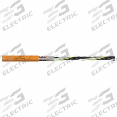 CHAINFLEX VFD Servo Motor Cable: Shielded Twisted Pr 16 AWG (1.5)/ (4) 4 AWG (25.0), Orange (MPN CF27-25150201D). Key specifications — Conductor Grouping: Shielded Twisted Pair 16 AWG/ (4) 4 AWG; Includes Ground: Yes; Overall Length: Order by the Foot; Minimum Bend Radius Factor - Fixed: 4 x OD; Minimum Bend Radius Factor - Flexible: 6 x OD; Brand: CHAINFLEX.