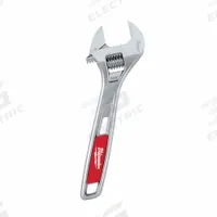 MILWAUKEE Adjustable Wrench: Alloy Steel, Chrome, 6 in Overall Lg, 15/16 in Jaw Capacity (MPN 48-22-7406). Key specifications — attr309359: Chrome; attr324924: MILWAUKEE; attr309358: Alloy Steel.