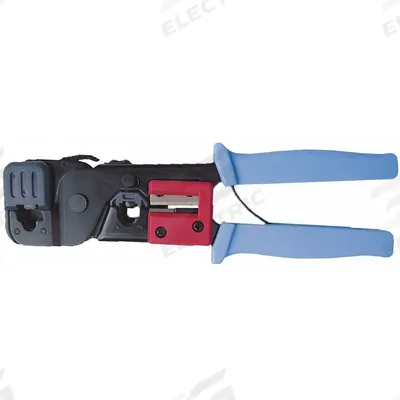 WESTWARD Crimper: For RJ-11/RJ-12/RJ-45, 7 7/8 in Overall Lg, Deluxe Cushion Grip - Modular Data Plug Crimpers