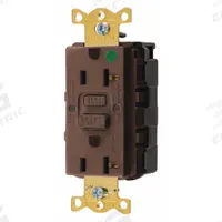 HUBBELL GFCI Receptacle: Hospital Grade Fed. Spec., Decorator Duplex, 5-20R, Brown, GFCI, 125V AC (MPN SNAPGF83)