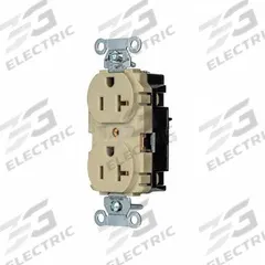 HUBBELL Receptacle: Duplex, 5-20, Ivory, 125V AC, 20 A, 2 Pole / 3 Wire (MPN 5352STI)
