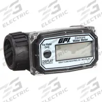 FLOMEC Electronic Flowmeter: GPI Electronic Water Meter, Turbine, 1 in NPT, 1 in Connection Size (MPN 01N31GM). Key specifications — Product Type: Fuel Meter; Rotor Material: Nylon; Accuracy %: +/-5%; Output Type: 4-20 mA; Brand: FLOMEC; Unit Of Measure: Gallons; Display Type: Digital; Termination: Not Listed.