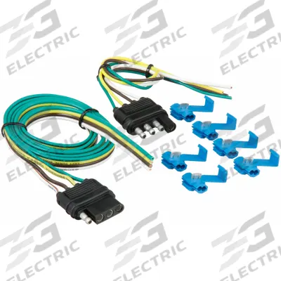 HOPKINS TOWING SOLUTIONS Flat Electric Connector: 4-Way, PVC, 16 ga Wire Gauge, (6) Wire Splices (MPN 48205) - Fleet and Vehicle Maintenance