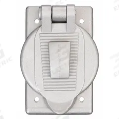 HUBBELL WIRING DEVICE-KELLEMS Weatherproof Cover: Cast Aluminum, Receptacles, 1 Gangs, No Enclosure (MPN HBL3393). Key specifications — Brand: HUBBELL WIRING DEVICE-KELLEMS; Color: Aluminum; Compatible with Product Type: Receptacles; Mounting Orientation: Vertical.
