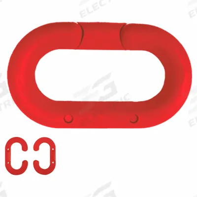 APPROVED VENDOR Chain Link for Plastic Chain Barrier: Red, 2 1/50 in Overall Lg - Master Chain Links for Plastic Chain Barriers