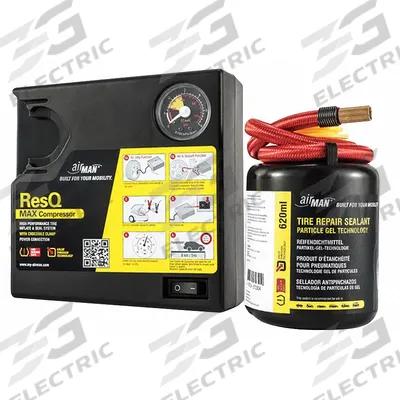 AIRMAN Tire Repair Air Compressor Kit: 110 psi Max Air Pressure, 0 psi Min Air Pressure - 12V Tire Inflators For Use with Sealants