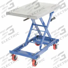 VESTIL Scissor Cart: Not Powered, 330 lb Load Capacity, 27 1/2 in L x 17 3/4 in W, Steel, Hand Crank (MPN CART-330-M). Key specifications — attr1345487: Steel; attr1345523: VESTIL.