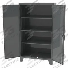 GREENE MANUFACTURING, INC. Storage Cabinet: 36 in x 24 in x 72 in, Swing Handle & Padlock Hasp (MPN EX-783-172). Key specifications — attr62698: Dark Gray; attr62736: Welded; attr87895: Legs; attr62693: Assembled; attr62737: Stationary; attr62694: Adjustable; attr62695: Baked Enamel; attr62696: Steel.