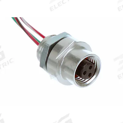 BRAD HARRISON Cordset: 1/4 in Female – Front Mounting Receptacle, 3 Pins - Micro M12 Receptacles for Signal & Low-Power Applications