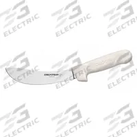 DEXTER RUSSELL Butcher/Skinning Knife: Curved, 11 in Overall Lg, Stainless Steel Blade, White Handle (MPN 06123). Key specifications — Sub-brand: Sani-Safe; Brand: DEXTER RUSSELL; Blade Material: Stainless Steel; Blade Type: Curved; Handle Color: White; Handle Material: Sanitary Polypropylene; Knife Type: Skinning Knife; NSF Certified: Yes.