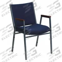 FLASH FURNITURE Stacking Chair: Fabric Seat, Fabric, Steel Frame, Seat Color Navy Blue, Fixed Arms (MPN XU-60154-NVY-GG). Key specifications — Chair Color: Navy Blue.