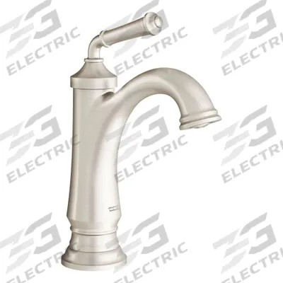 AMERICAN STANDARD Mid Arc Bathroom Faucet: Delancey, Brass, Brushed Nickel Finish - Single-Post Handle Bathroom Faucets