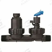 HYDRORAIN Drip Zone Valve Filter regulator: Drip Zone Valve Filter Regulator, Solenoid, PVC, Black (MPN 02110). Key specifications — Brand: HYDRORAIN; Color: Black; Compatible Product Type: Solenoid; Includes: Valve and Regulating Filter adapter; Material: PVC; Product Type: Drip Zone Valve Filter Regulator.