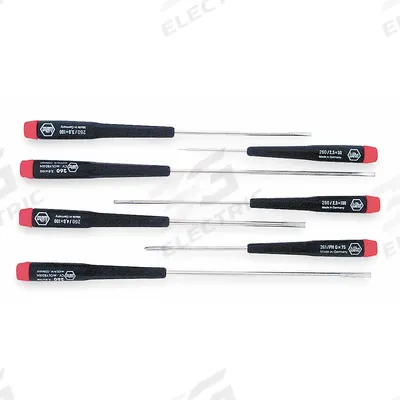 WIHA Precision Screwdriver Set: 1-10 Pieces, 7 Pieces, Phillips/Slotted Tip - Precision Screwdriver Sets