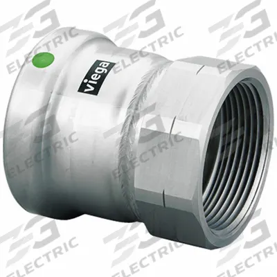 VIEGA MEGAPRESS Crimp Adapter Fitting: 3 in Pipe x 3 in Pipe Size, Press-fit x FNPT - Potable Water Stainless Steel Press Fittings