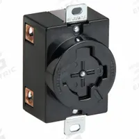 HUBBELL Locking Receptacle: Non-NEMA, Black, 250V DC/600V AC, 20 A_30 A Current Rating, 3 Poles (MPN HBL20403). Key specifications — Brand: HUBBELL.