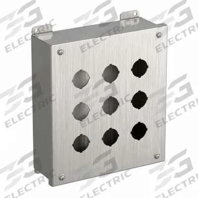 HAMMOND Push Button Enclosure: 30mm, 9 Holes, 316 Stainless Steel - Enclosures for 30mm Operators