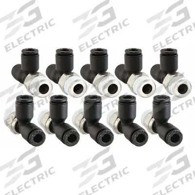 LEGRIS Push-Fit Tee Fitting: 6 mm OD x 6 mm OD x 1/8 in Pipe Size, Tube x Tube x MBSPT - Nylon & Nickel-Plated Brass Tube Fittings